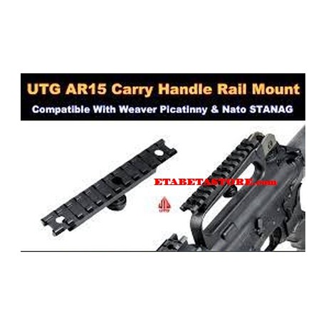 UTG AR15 Carry Handle Rail Mount, 12 Slots, STANAG, Solid machined construction
