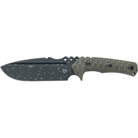 FOX Wander Tactical Uro fixed Blade stainless steel Niolox Acid washed Blade, Micarta Od green Handle
