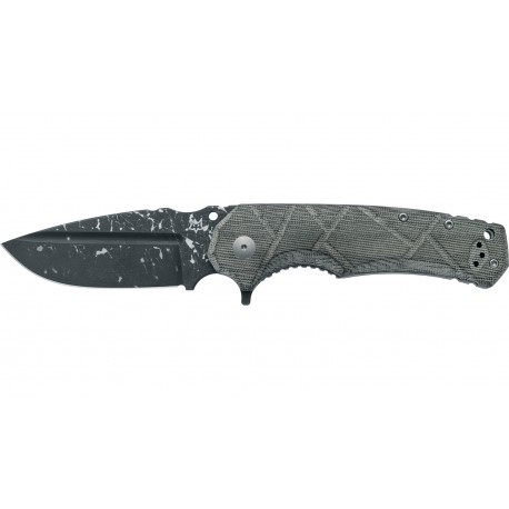 FOX Wander Tactical FX-557 Uro Folding knife stainless steel Niolx Acid two tones Blade, Micarta od green Handle
