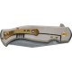 FOX EASTWOOD TIGER: coltello chiudibile, lama acciaio CPM S90V acid sw, manico titanio sabbiato, fodero cuoio FX-524 TICF