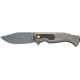 FOX EASTWOOD TIGER: coltello chiudibile, lama acciaio CPM S90V acid sw, manico titanio sabbiato, fodero cuoio FX-524 TICF