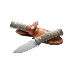 LIONSTEEL M4: coltello da campo a lama fissa con manico impermeabile in canvas - Verde M4 CVG