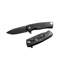 LIONSTEEL ROK Alluminio con manico in alluminio e tecnologia SOLID® Knife - Manico nero Lama nera ROK A BB